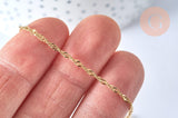 Collier chaine acier inoxydable doré 304 14k singapour 1.8mm/45cm, x1 (G1088)