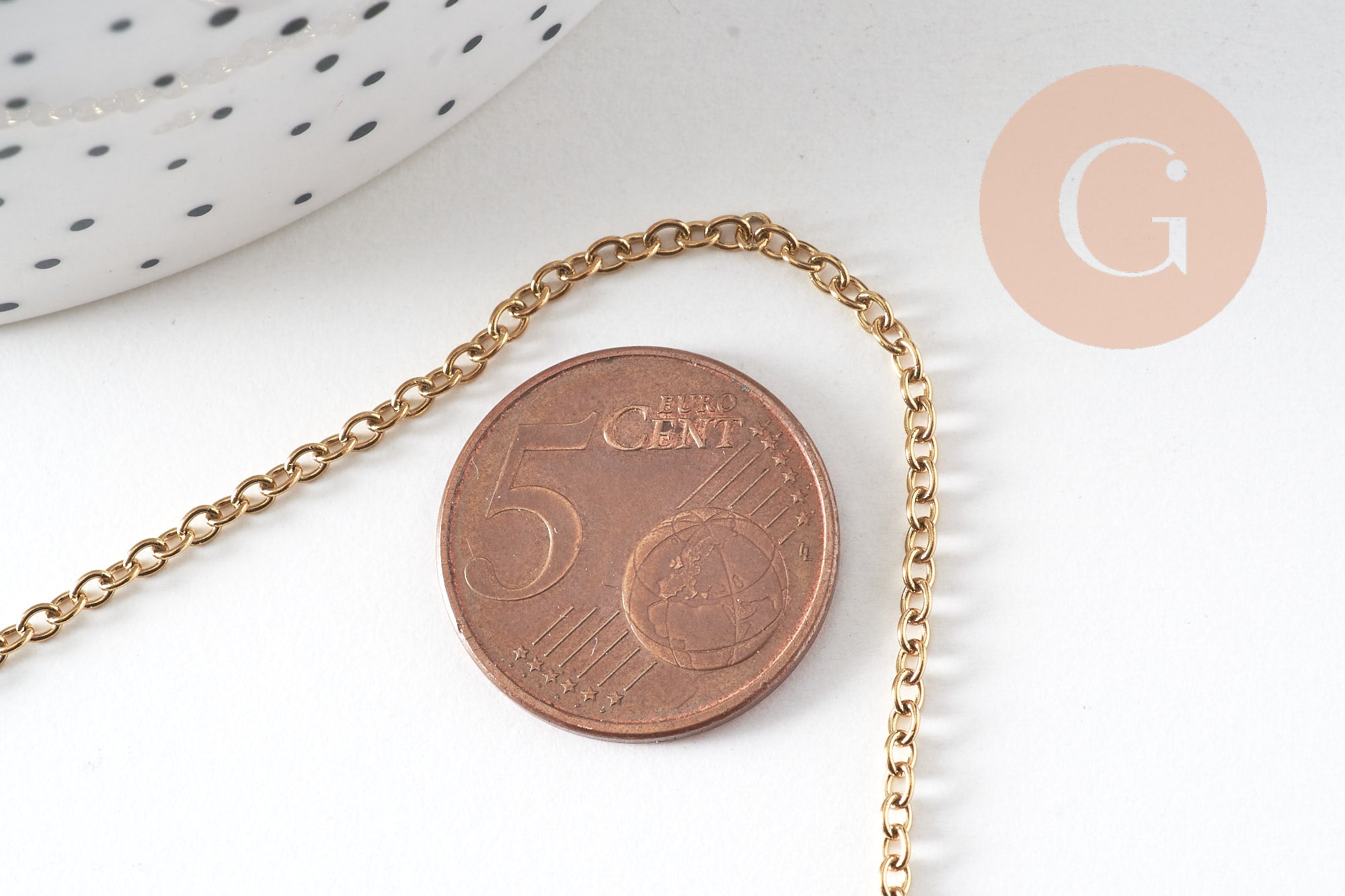 Collier chaine avec fermoir acier 304 inoxydable doré IP 14k forçat 1.9mm/45cm,x1 (G2088)