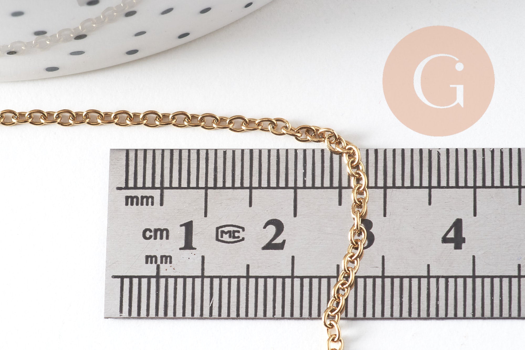 Collier chaine avec fermoir acier 304 inoxydable doré IP 14k forçat 1.9mm/45cm,x1 (G2088)