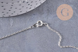 Collier Chaine complète avec fermoir laiton argenté forçat 2mm-40cm, x1 (G0574)