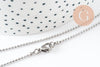 Collier chaine complète boule acier 304 inoxydable platine 1.5mm/46.5cm, x1 (G9591)