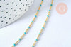 Collier chaine laiton doré 18k fantaisie résine turquoise 2mm/40cm, x1 (G3152)