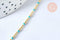 Collier chaine laiton doré 18k fantaisie résine turquoise 2mm/40cm, x1 (G3152)