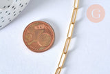 Collier chaine laiton doré maille rectangle avec fermoir 12x3.5mm,x1 (G2424)