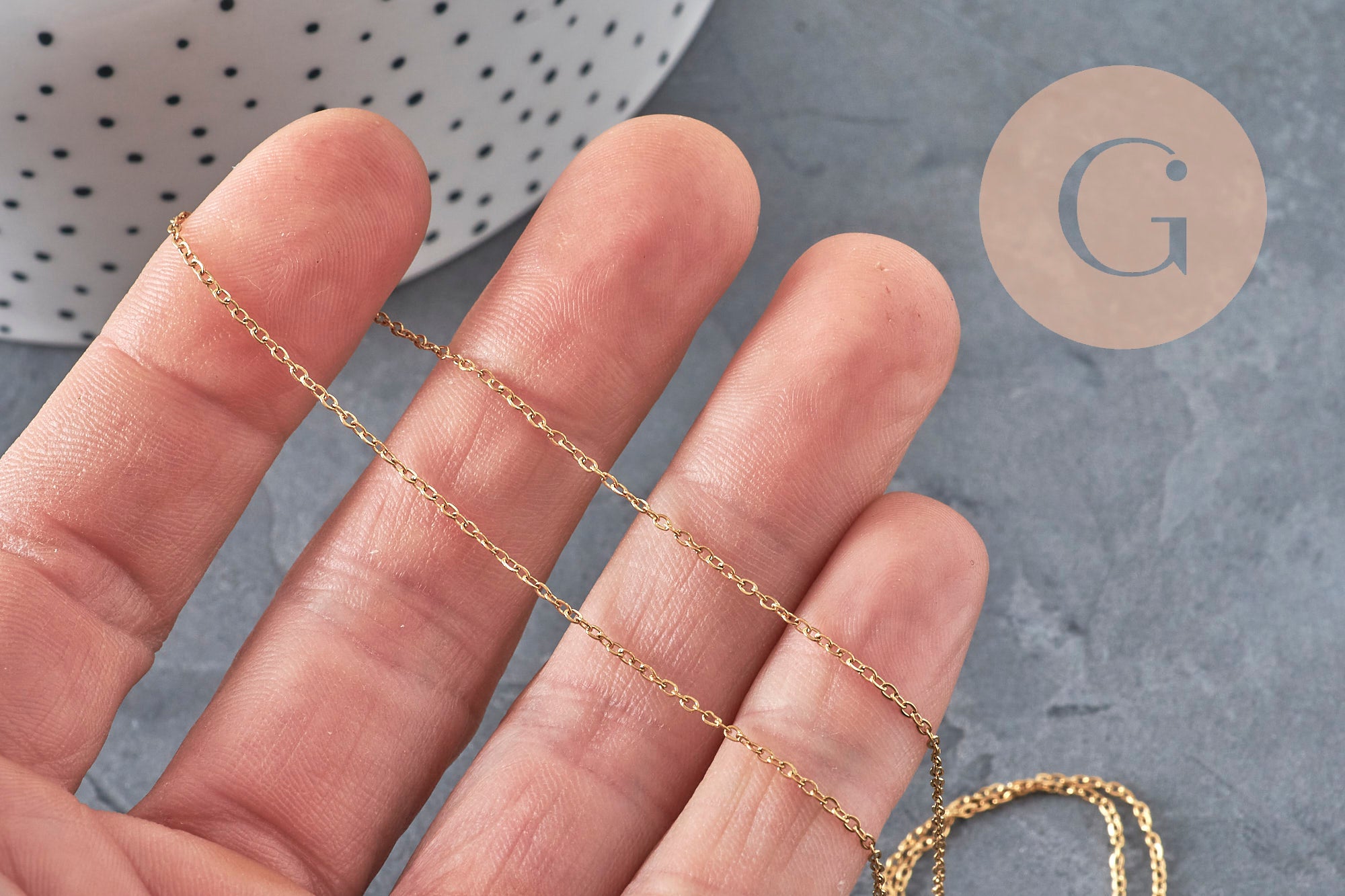 Adjustable 304 stainless steel gold IP 2mm/51cm curb chain necklace, x1 (G11257)