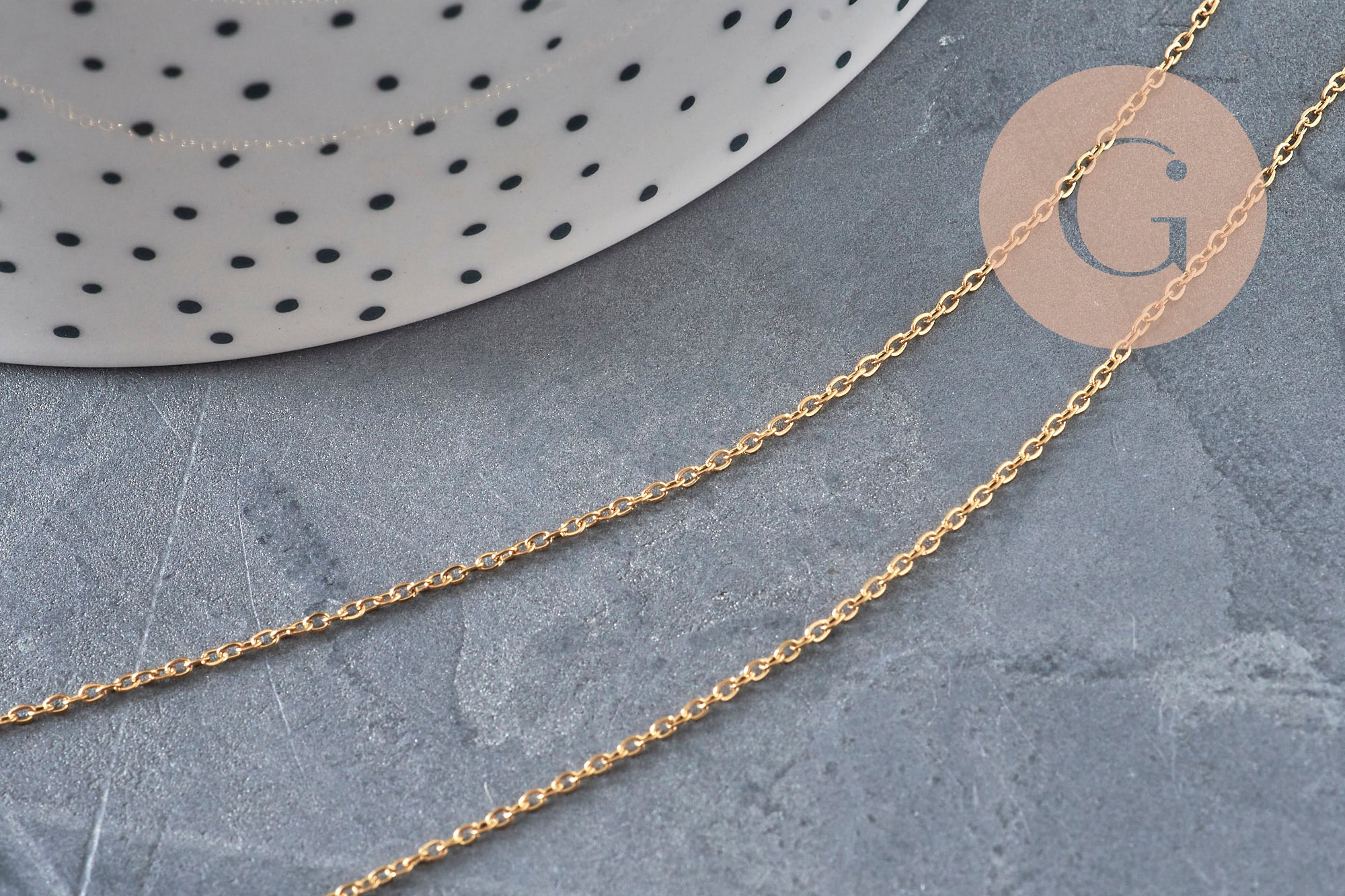 Adjustable 304 stainless steel gold IP 2mm/51cm curb chain necklace, x1 (G11257)