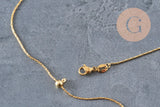 Adjustable snake chain necklace, 304 stainless steel, gold IP plated, 0.8mm/51cm, x1 (G11258)