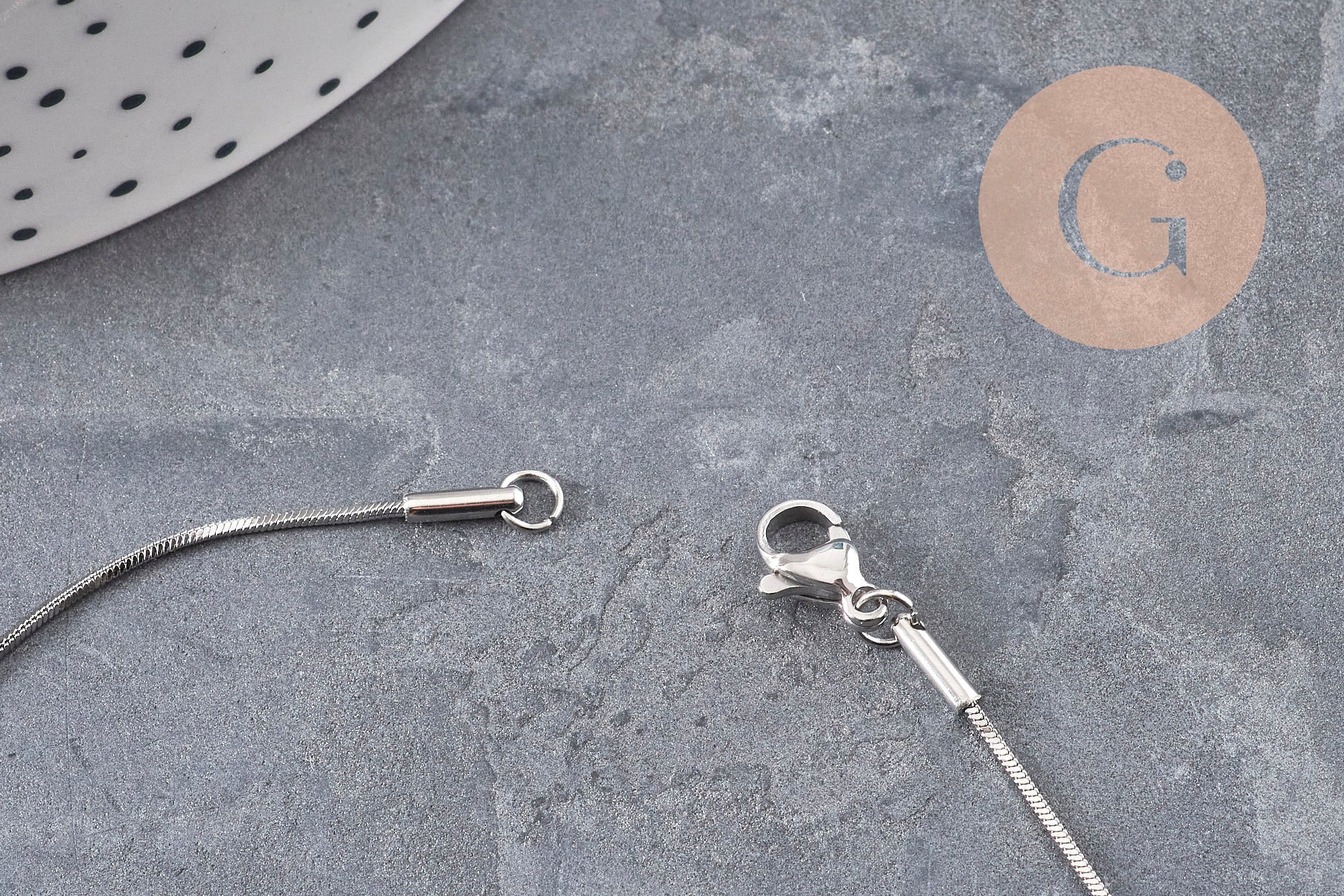 Collier chaine serpent acier inoxydable platine 1.5mm/45cm, x1 (G11065)