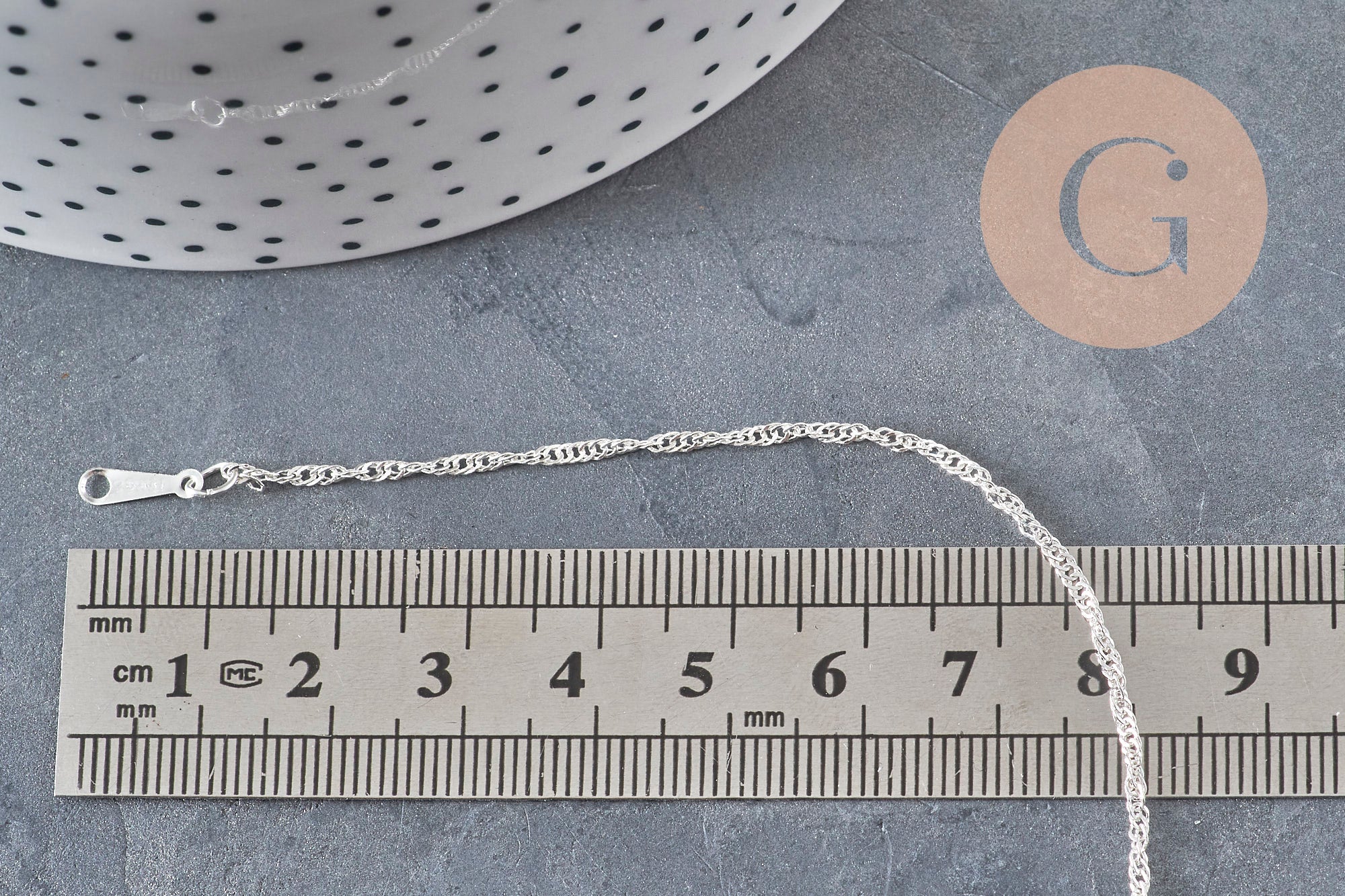 Singapore Chain Necklace, Stainless Steel, Silver-Plated, 2mm/43cm, x1 (G11203)