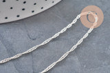 Singapore Chain Necklace, Stainless Steel, Silver-Plated, 2mm/43cm, x1 (G11203)