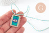 Collier médaille Oeil bleu zircon zamac doré 45cm x1 (G9570)