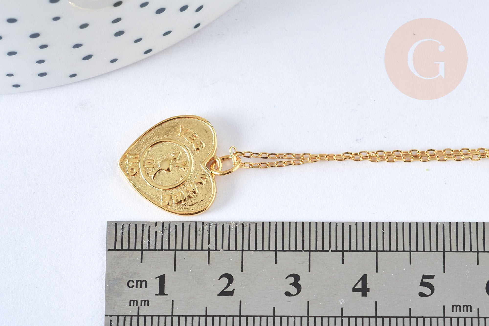 Collier médaille coeur LOVE argent 925 doré 24K-45cm, x1 (G7041)