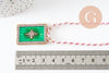 Collier médaille émaillée étoile vert zircon zamac doré, collier cordon tressé 45cm x1 (G9564)