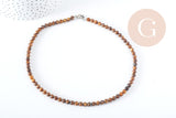 Collier nacre naturelle teinté fer argenté doré 42cm, x1 (G10536)