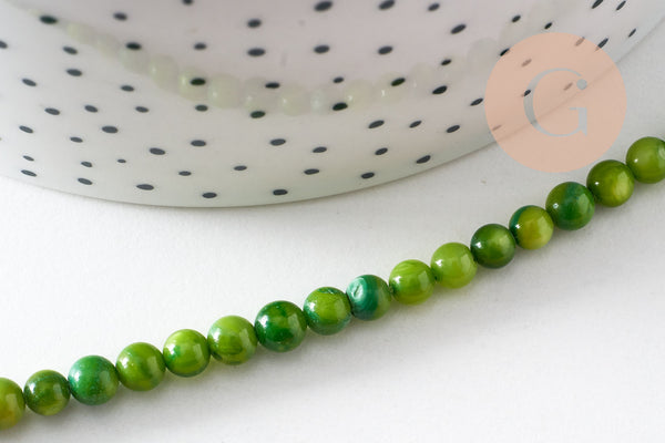 Collier nacre naturelle teinté fer argenté doré 42cm, x1 (G10536)