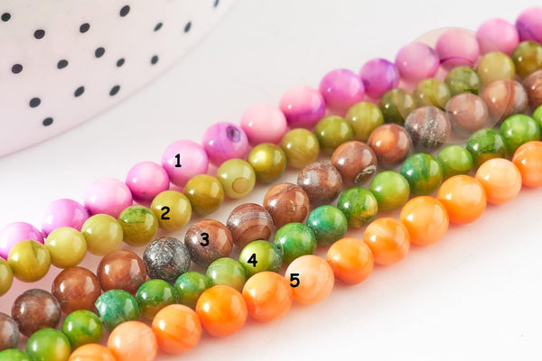 Collier nacre naturelle teinté fer argenté doré 42cm, x1 (G10536)