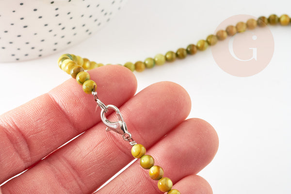 Collier nacre naturelle teinté fer argenté doré 42cm, x1 (G10536)