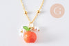 Collier pendentif fruits laiton doré et résine 44.9mm, x1 (G10279)