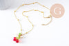 Collier pendentif fruits laiton doré et résine 44.9mm, x1 (G10279)