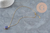 Customizable Blue Locket Pendant Necklace, Gold-Plated 304 Stainless Steel, x1 (G11162)