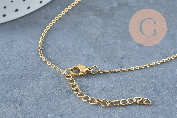 Collier pendentif locket enveloppe avec carte personnalisable acier 304 inoxydable doré IP, x1 (G10202)