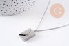 Collier pendentif locket enveloppe avec carte personnalisable acier 304 inoxydable platine, x1 (G10203)