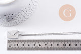 Collier pendentif locket enveloppe avec carte personnalisable acier 304 inoxydable platine, x1 (G10203)