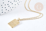 Collier rectangle symbole porte bonheur acier inoxydable 304- 45cm,collier minismaliste femme, x1 (G8802)