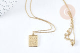 Collier rectangle symbole porte bonheur acier inoxydable 304- 45cm,collier minismaliste femme, x1 (G8802)