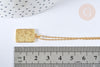 Collier rectangle symbole porte bonheur argent 925 doré 24K- 45cm,idée cadeau anniversaire, x1 (G7258)