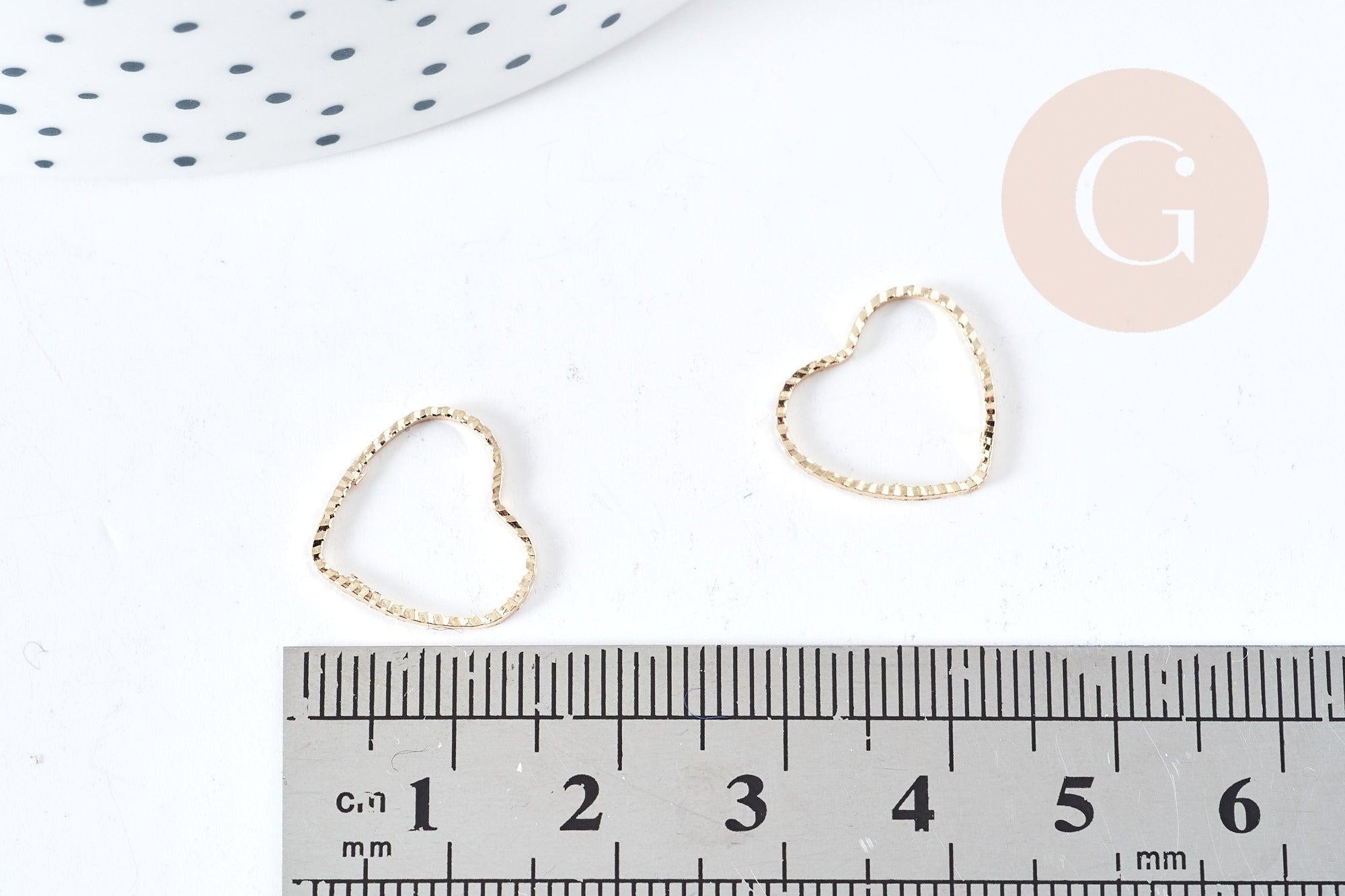 Connecteur Cœur laiton doré18K 13mm, création de bijoux amour, x5 G8868
