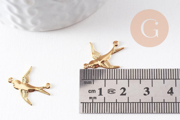 Connecteur Hirondelle acier 304 inoxydable doré 19.8mm, x2 (G9926)