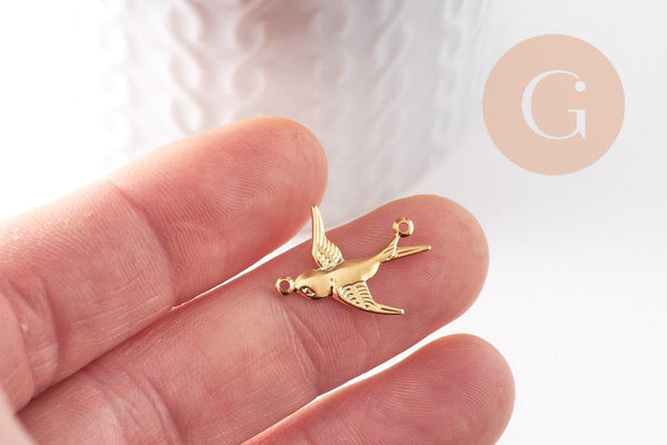 Connecteur Hirondelle acier 304 inoxydable doré 19.8mm, x2 (G9926)