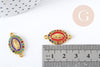 Connecteur Vierge Marie ovale zamac doré émail strass multicolore 24mm x1 (G8887)
