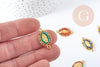 Connecteur Vierge Marie ovale zamac doré émail strass multicolore 24mm x1 (G8887)