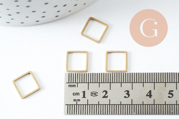 Connecteur carré laiton brut 10mm, x50 (G0866)