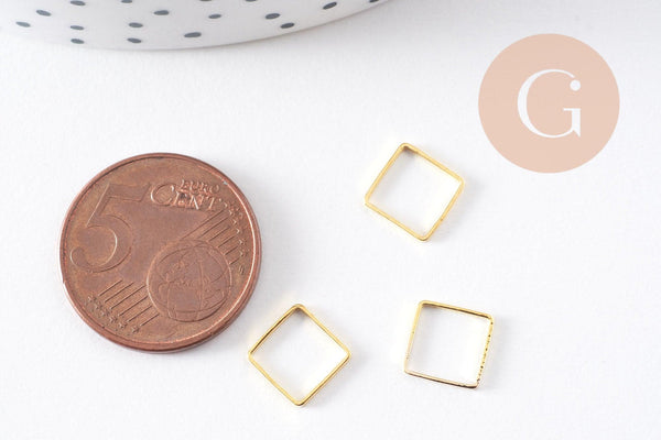 Connecteur carré laiton doré 8mm, x10 (G10233)