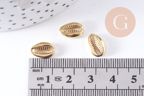 Connecteur cauri zamac doré 14K 12mm, x1 (G8081)