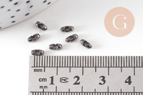 Connecteur chaîne à billes laiton gunmetal 6x5mm, x50 (G10898)