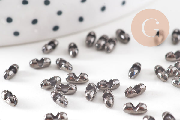 Connecteur chaîne à billes laiton gunmetal 6x5mm, x50 (G10898)