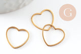 Breloque connecteur coeur acier 201 inoxydable doré 20mm, x1 (G9504)