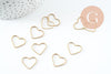 Connecteur coeur laiton brut 16mm, pendentif géométrique création bijoux, x10 (G2757)
