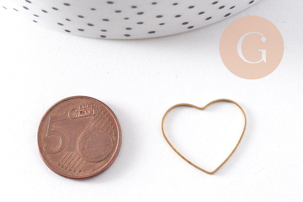 Connecteur coeur laiton brut 18mm, x10 (G10261)