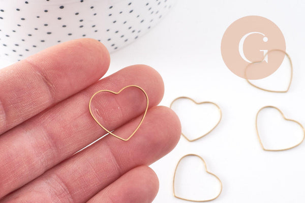 Connecteur coeur laiton brut 18mm, x10 (G10261)