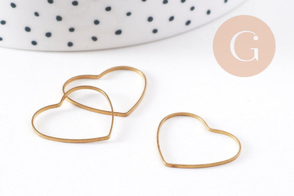 Connecteur coeur laiton brut 18mm, x10 (G10261)