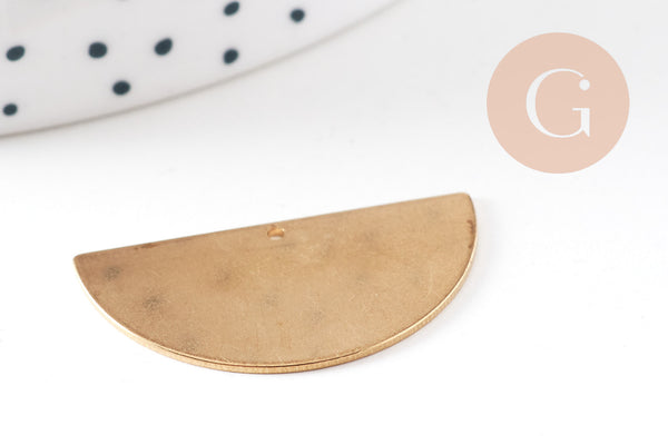 Connecteur demi-cercle laiton brut 1 trou, connecteurs, pendentif géométriques 30x15.5mm, x5 G3126