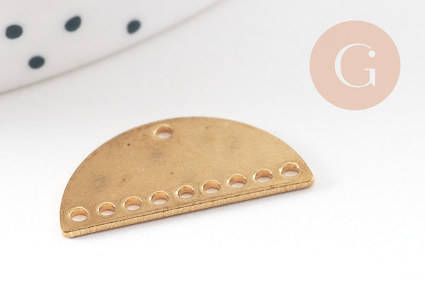 Connecteur demi-cercle laiton brut 21x10mm, pendentif laiton brut géométriques création bijoux, x5 G3237