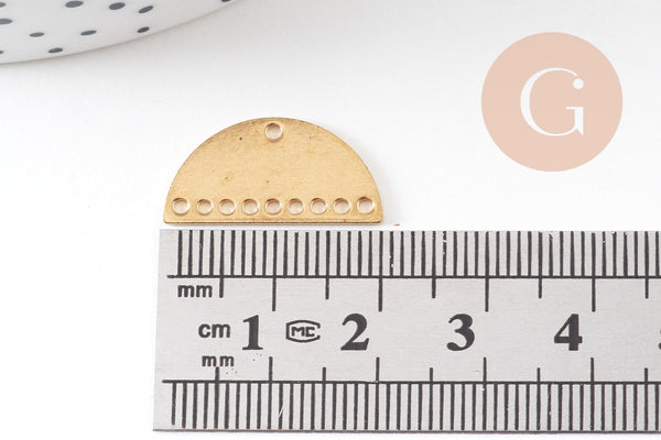 Connecteur demi-cercle laiton brut 21x10mm, pendentif laiton brut géométriques création bijoux, x5 G3237