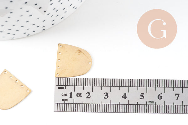 Connecteur demi-cercle laiton brut 6 trous 20mm, pendentif géométriques création bijoux, x5 G3196