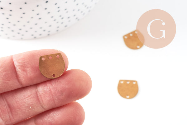 Connecteur demi-cercle laiton brut, connecteurs, pendentif géométriques 14mm, x5 G2564